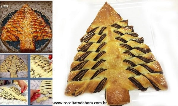 Pão Árvore de Natal de Nutella