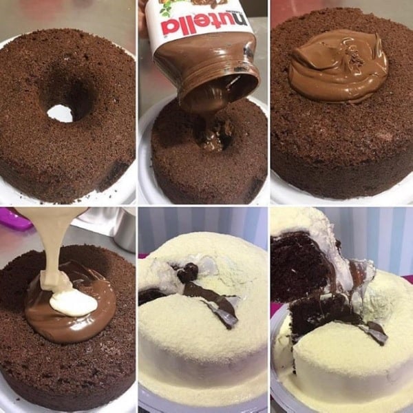Bolo Vulcão de Leite Ninho com Nutella