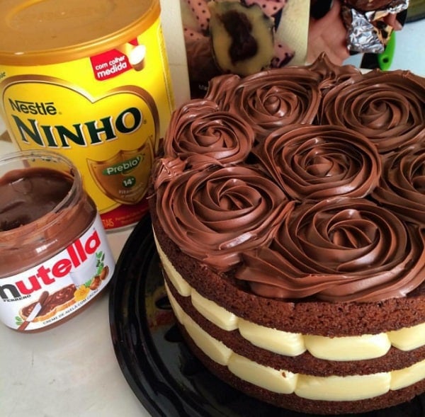 Naked Cake de Leite Ninho com Nutella