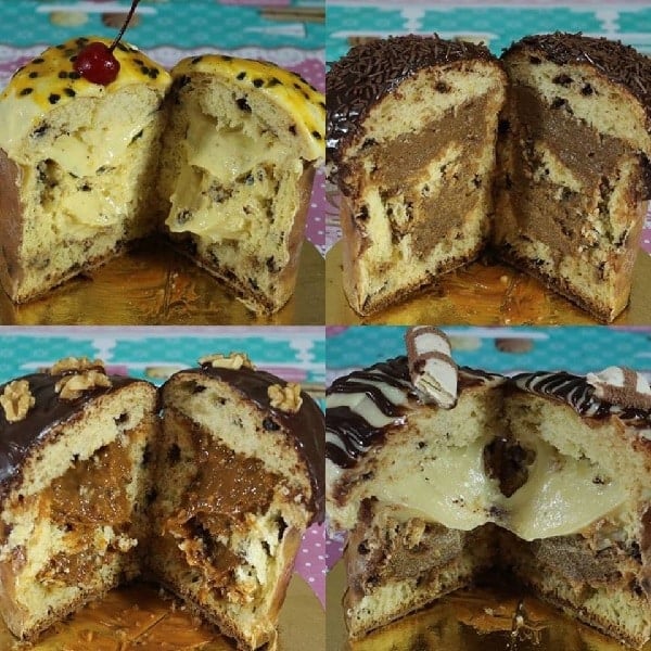 Panetone Recheado: Sabores Maracujá, Nutella, Doce de Leite e Leite Ninho