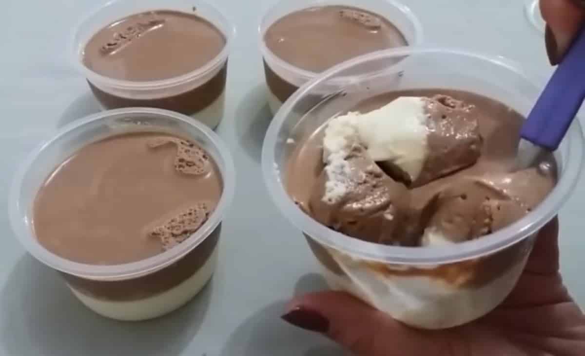 Mousse de leite ninho com chocolate fácil e rápido de fazer com poucos ingredientes