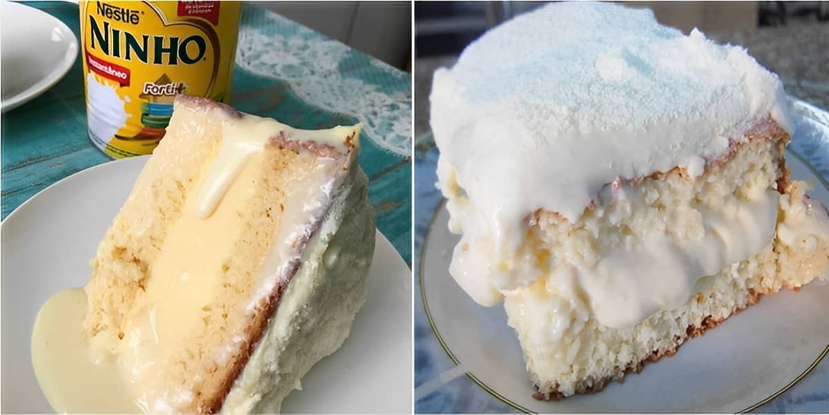 Bolo gelado de leite ninho com creme que derrete na boca muito fácil de preparar