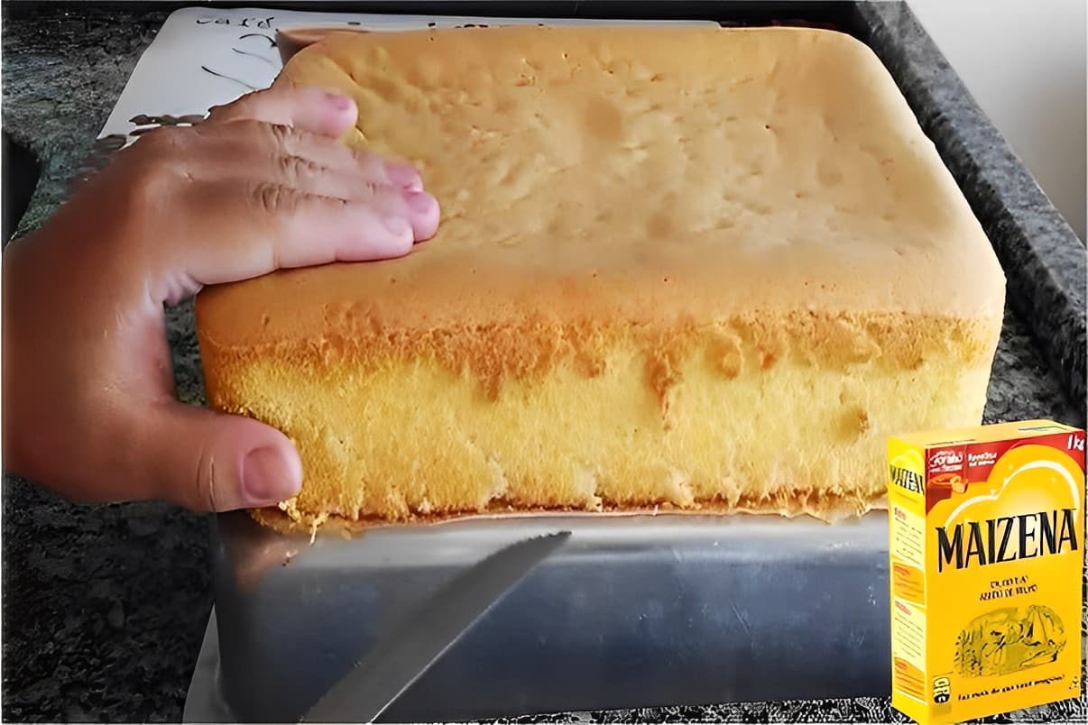 Feito com maisena esse pão de ló é firme e ao mesmo tempo desmancha na boca