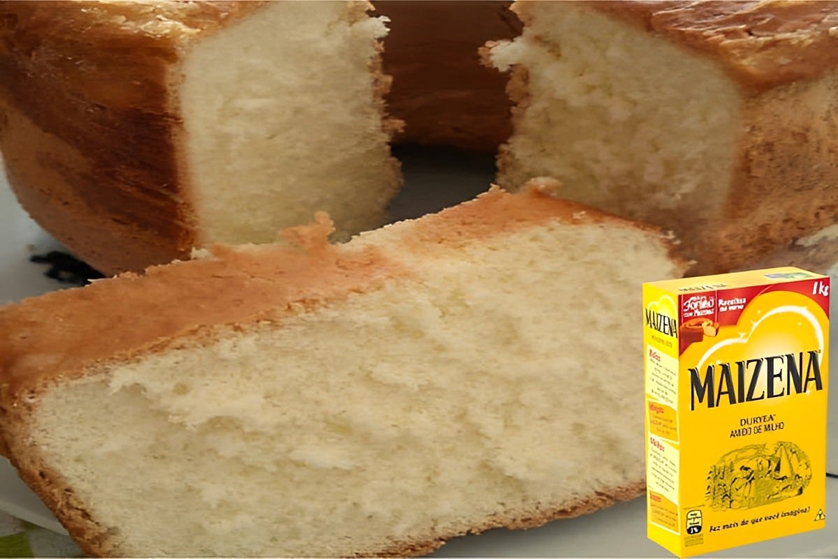 Bolo de maizena muito fofinho e saboroso feito com apenas 4 ingredientes