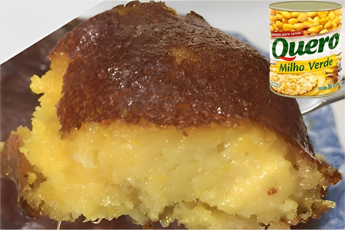 Bolo de milho de latinha com leite condensado simples rápido e muito molhadinho