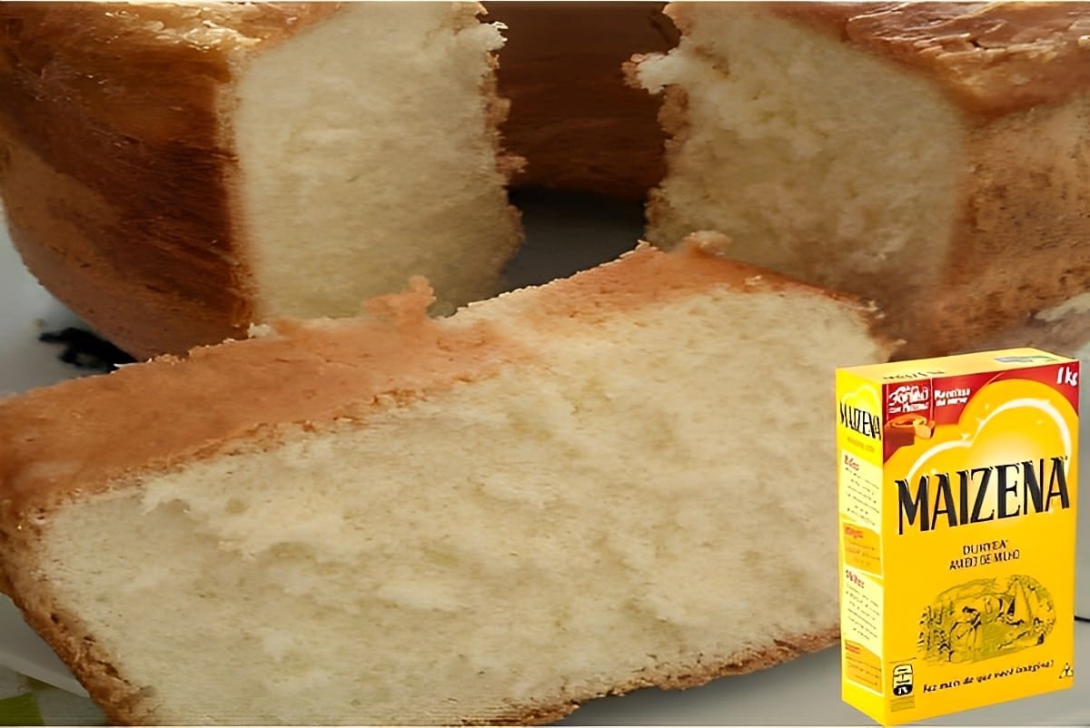 Bolo de maisena fofinho feito com apenas 4 ingredientes muito fácil de fazer