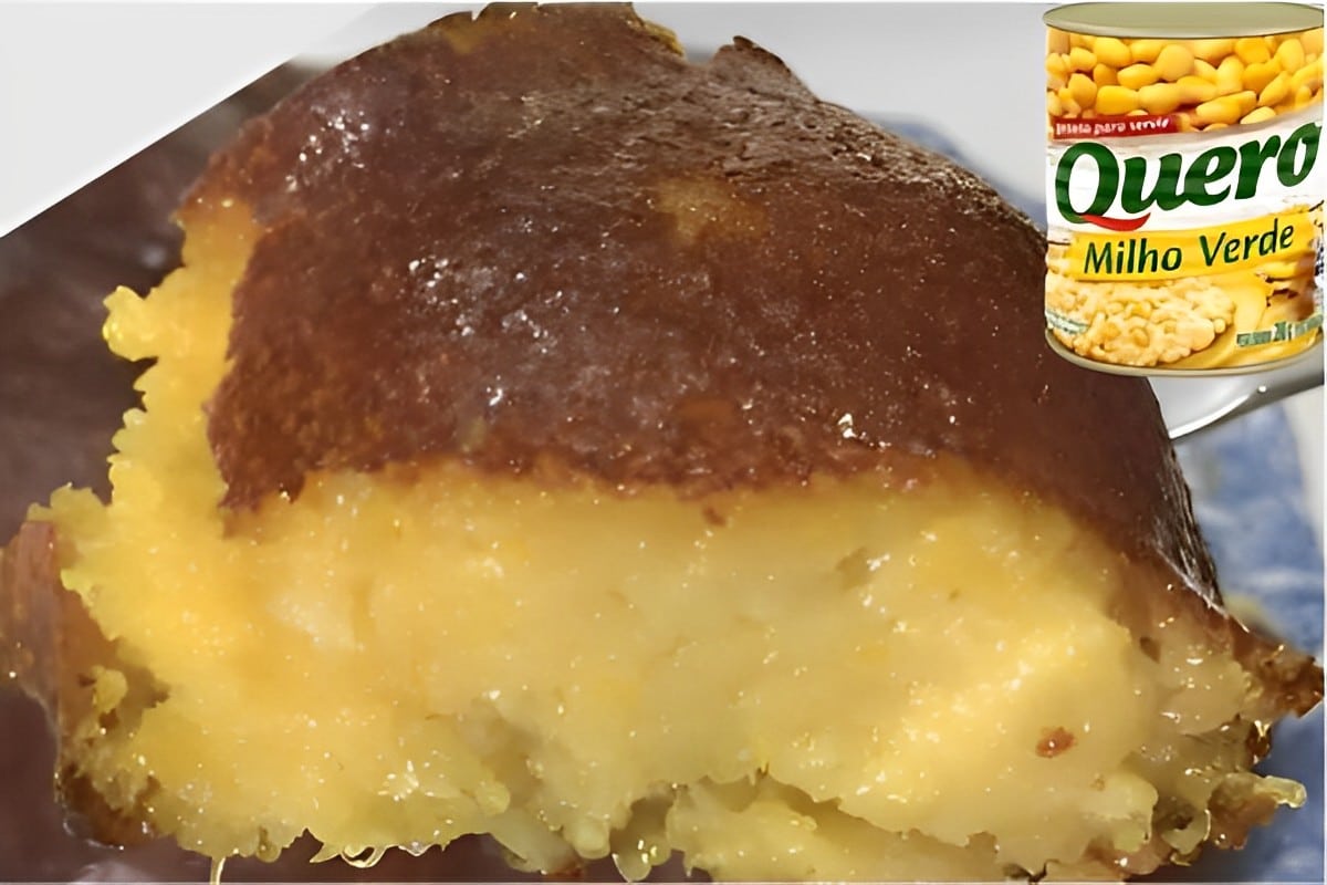Bolo de milho cremoso todo feito no liquidificador com milho de latinha