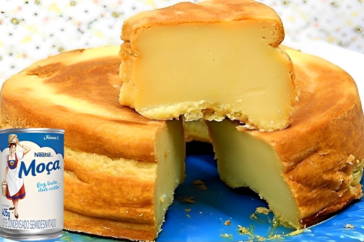 Bolo de Leite Moça um bolo cremoso que parece um pudim e muito saboroso