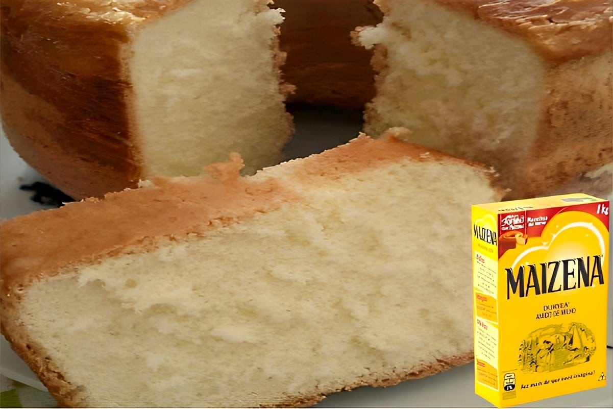 Bolo de maisena fofinho macio ele desmancha na boca uma delícia