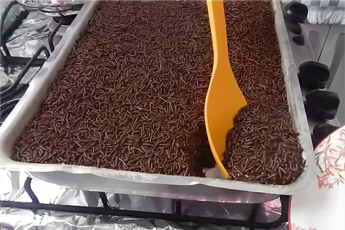 Bolo de chocolate simples com cobertura para comer na forma mesmo fica sensacional
