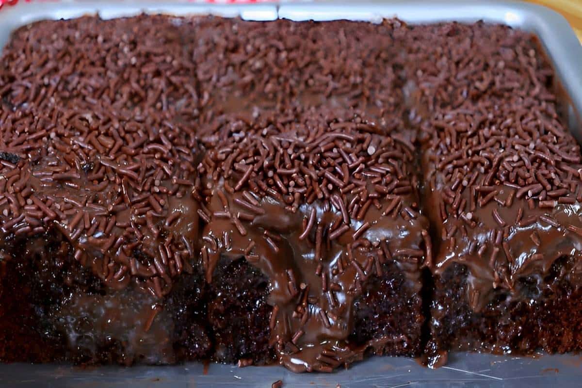 Bolo de chocolate rápido e fácil pra comer direto na forma fica uma delícia