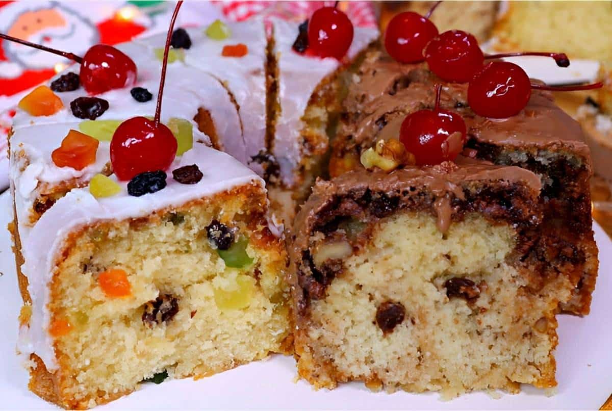 Bolotone ou bolo de natal com frutas passas e cerejas uma delícia para seu fim de ano