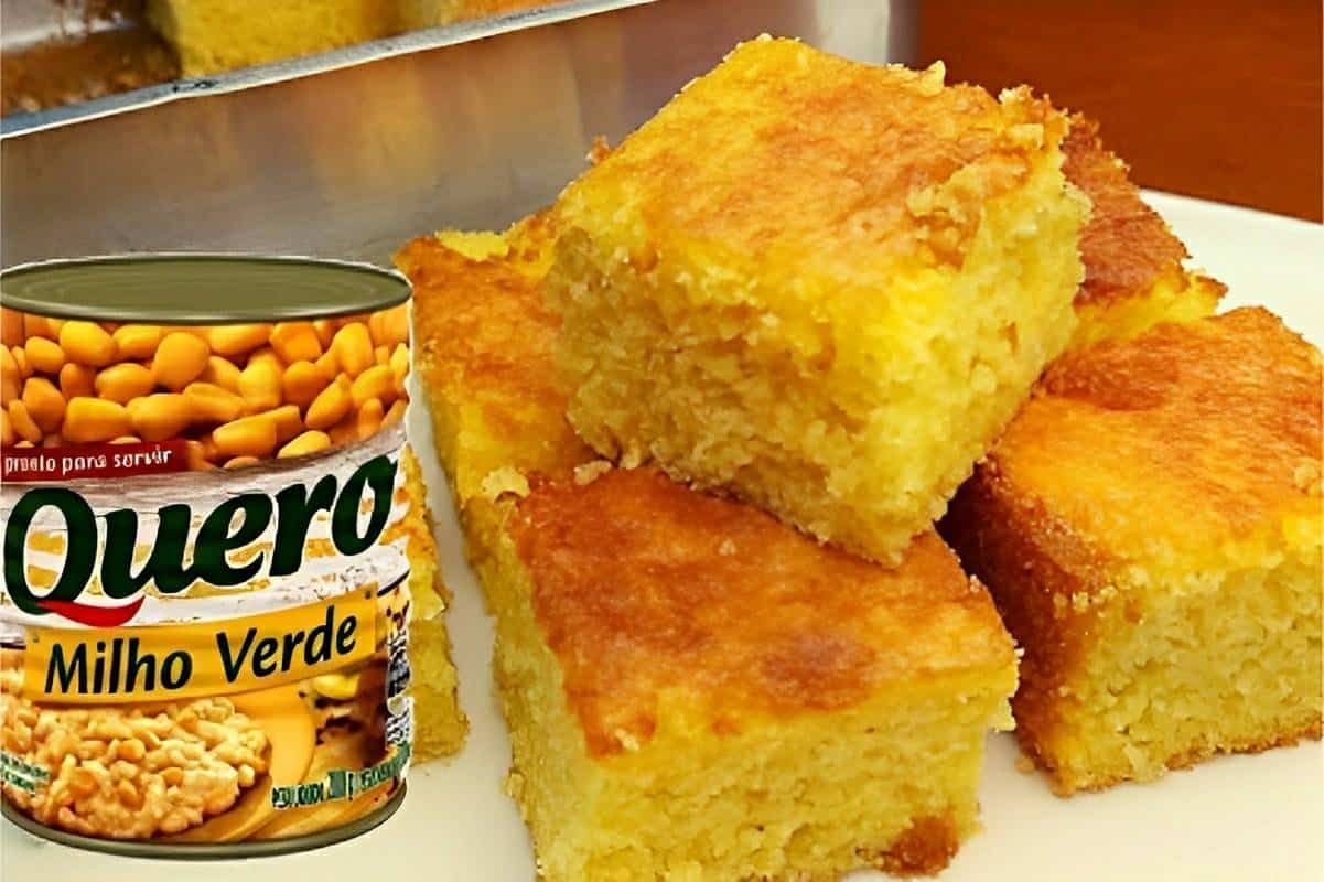 Bolo de milho com milho de latinha simples e prático perfeito para o café ou lanche