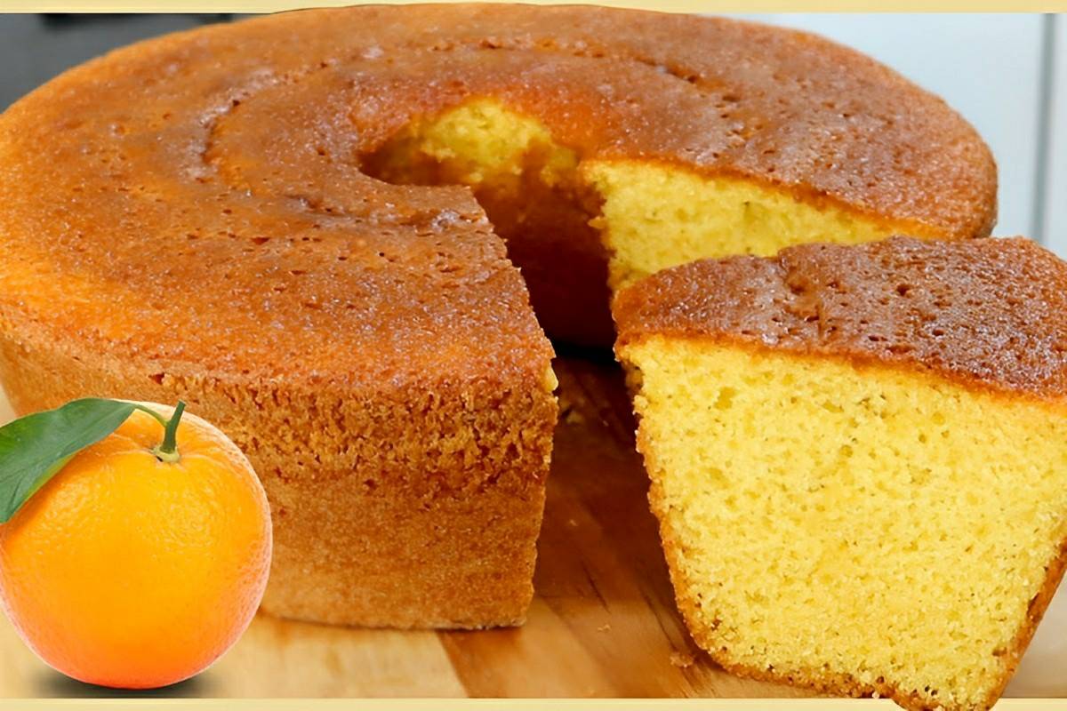 Bolo de laranja muito simples batido à mão uma delícia para servir no lanche da tarde ou café