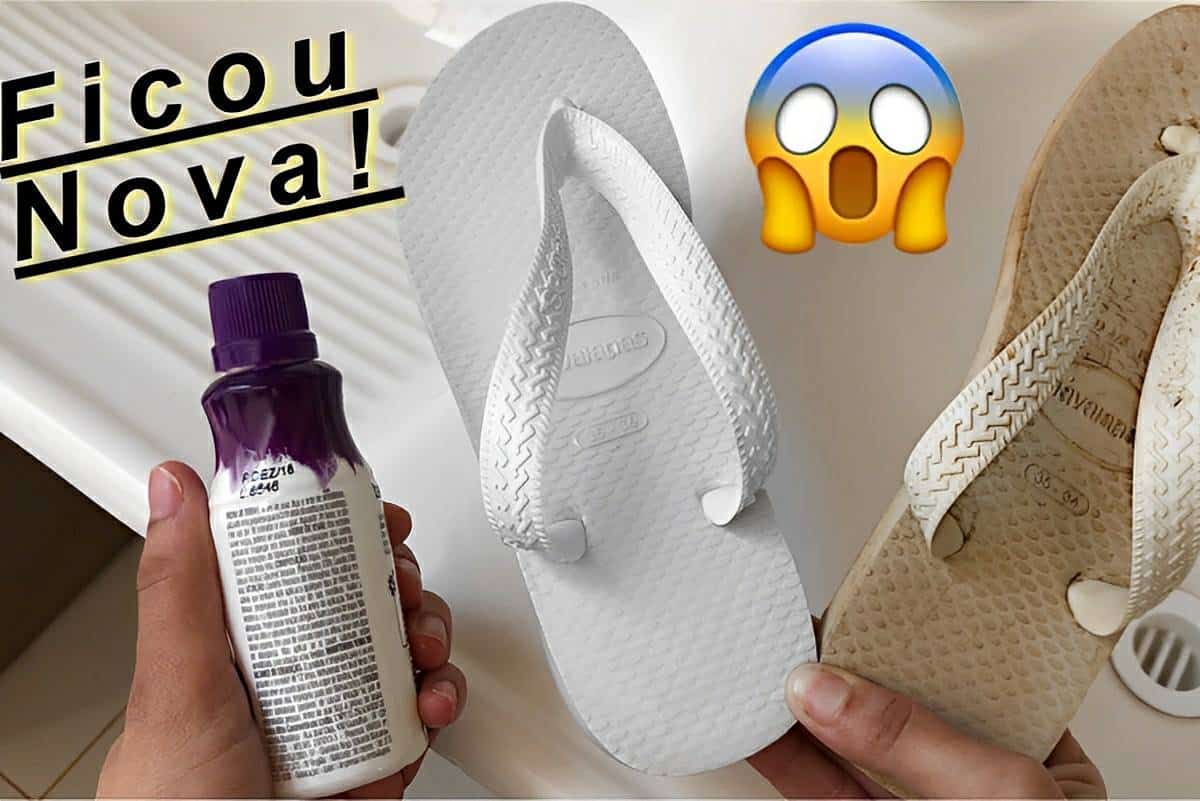 Misturinha caseira para limpar chinelos e tênis brancos deixando-os novinhos