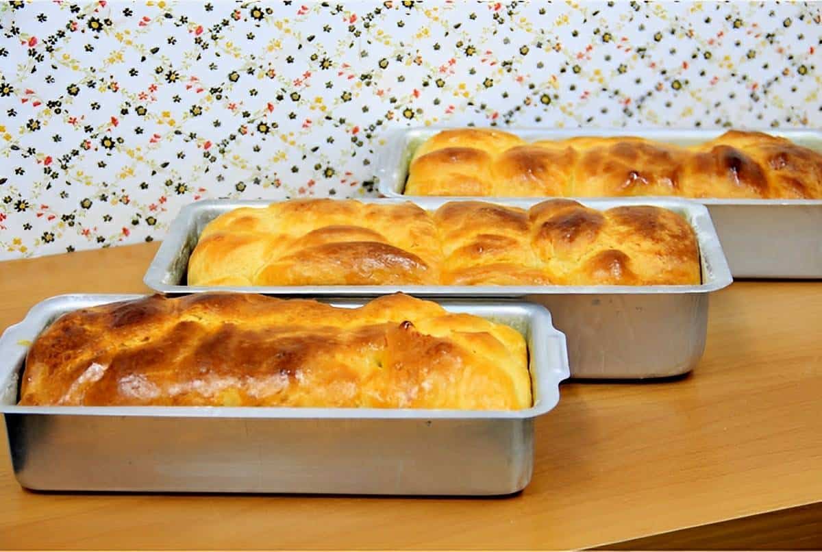 Pão caseiro de liquidificador basta bater os ingredientes colocar em formas e assar