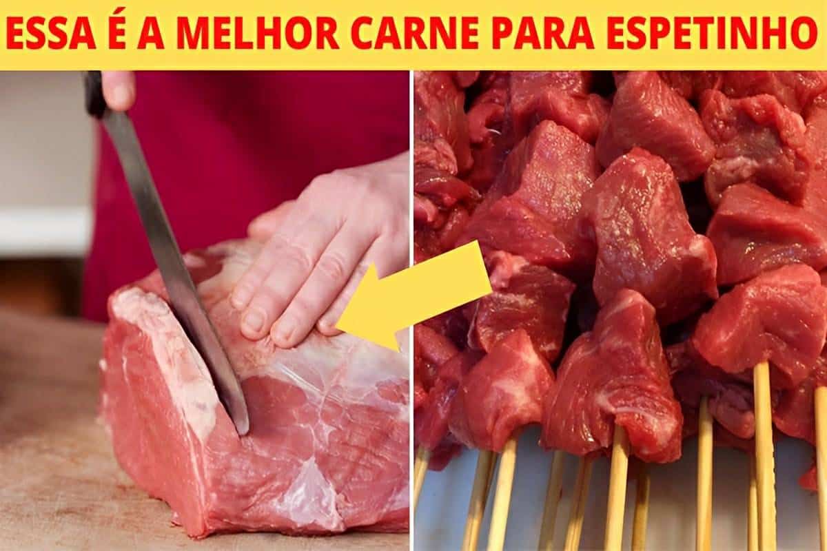 Espetinho de carne delicioso que desmancha na boca perfeito para o seu churrasco em família