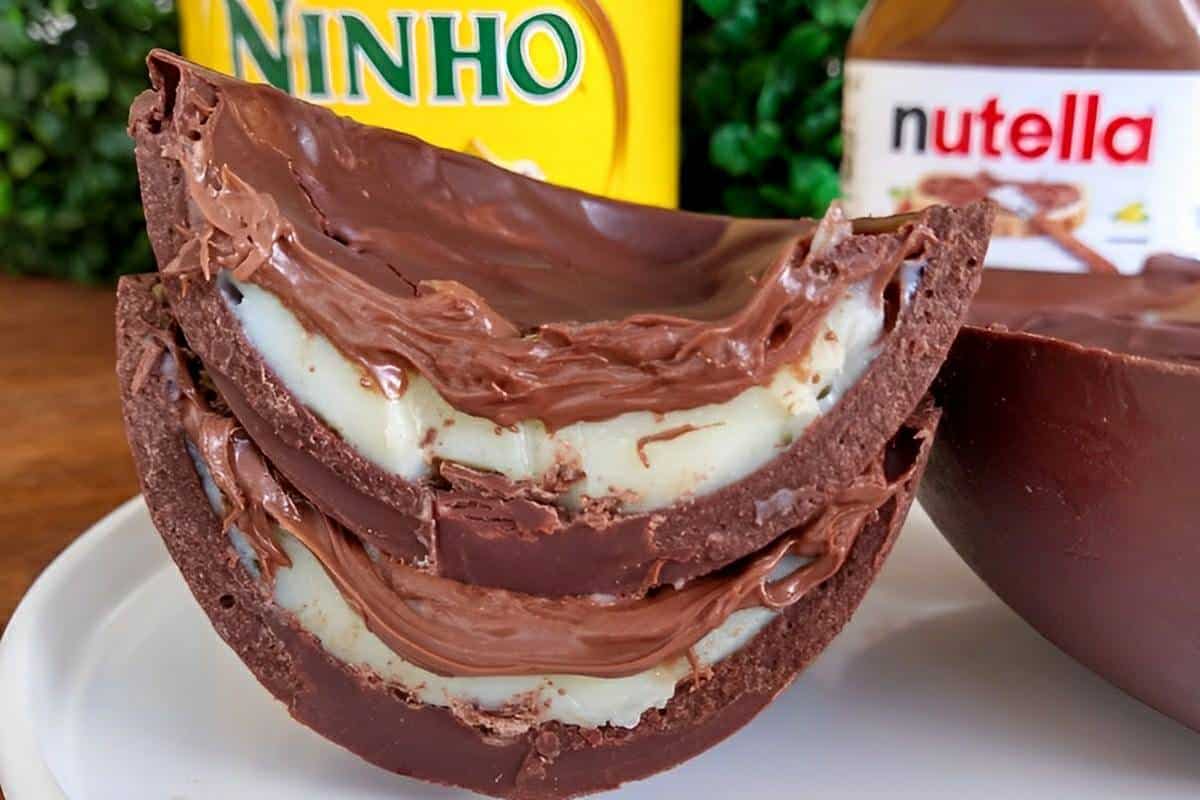 Ovo de Páscoa de leite ninho com nutella uma delícia para vender ou presentear nessa Páscoa