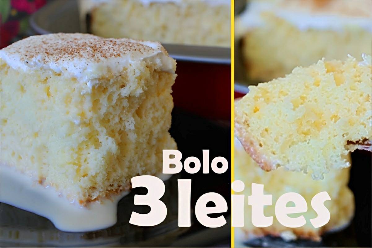 Bolo 3 leites um bolo delicioso e molhadinho garantia perfeito para um café da tarde