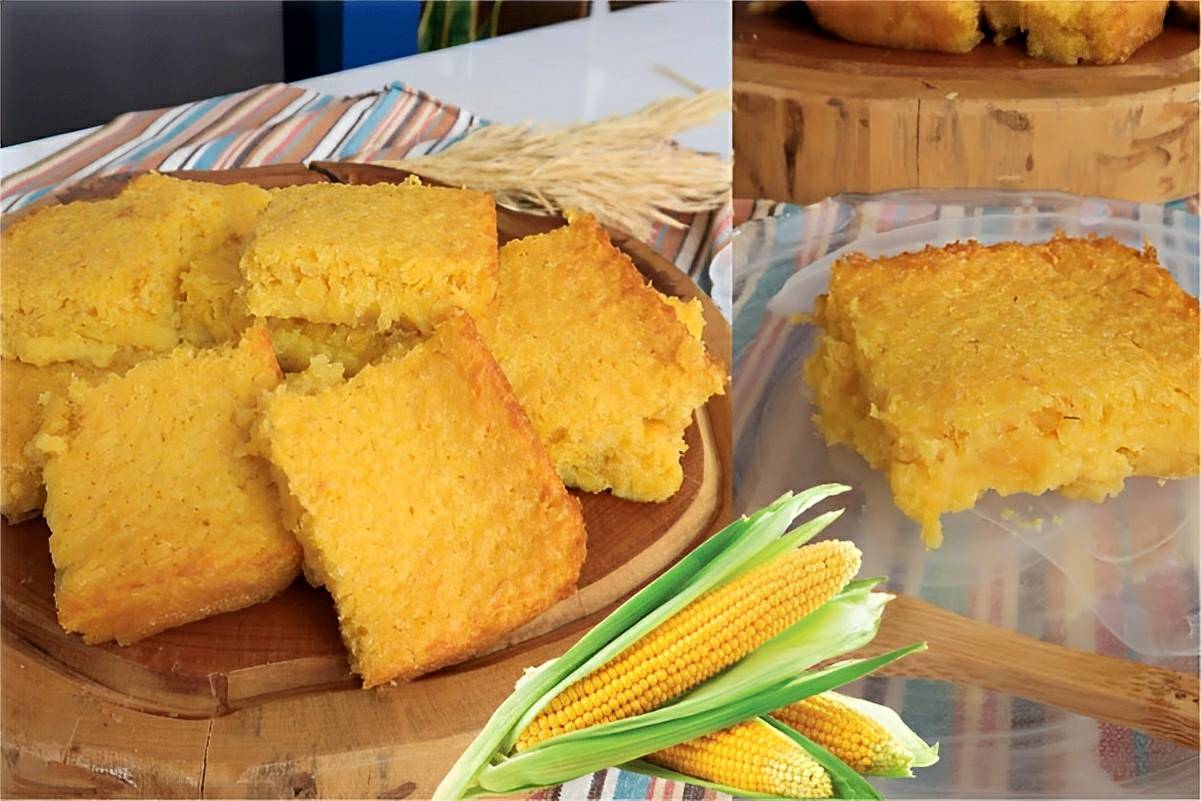Bolo de milho de espiga original o verdadeiro bolo da roça que é puro milho