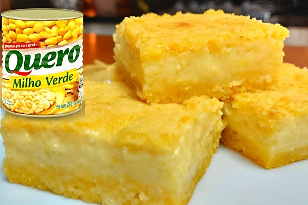 Bolo de milho cremoso de liquidificador basta bater os ingredientes e levar para assar