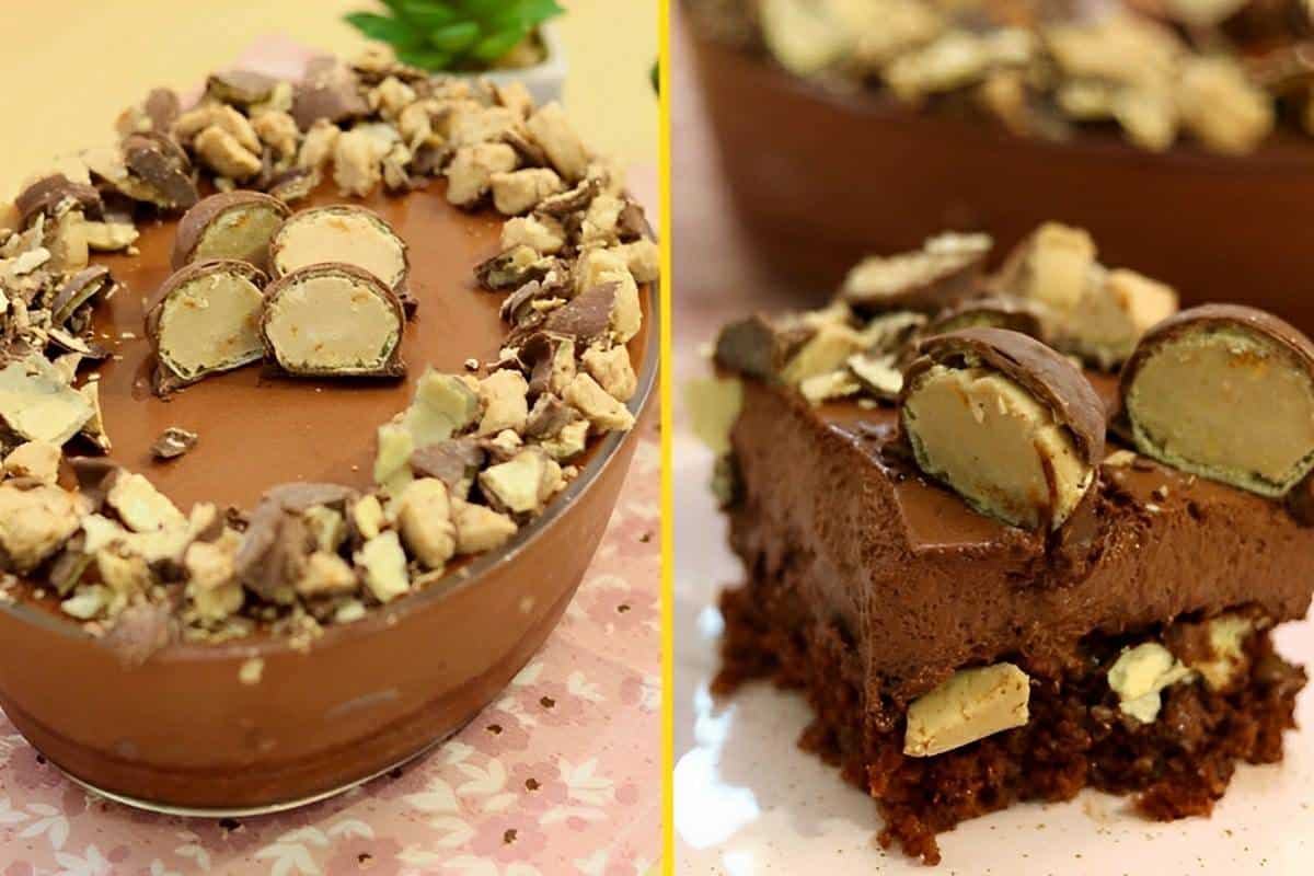 Mousse de bombom na travessa uma sobremesa deliciosa que é a cara da páscoa