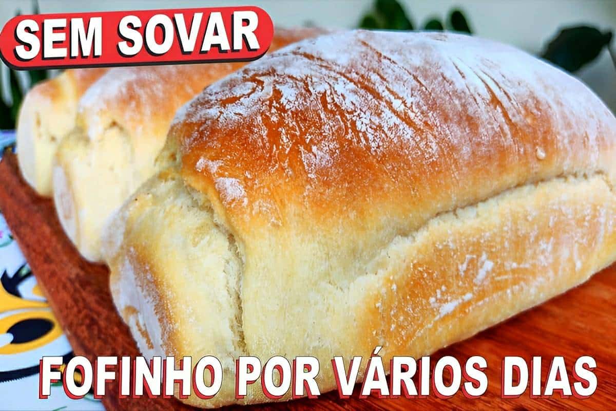 Pão caseiro de água sem ovos e sem leite não precisa sovar e é perfeito para o lanche ou café