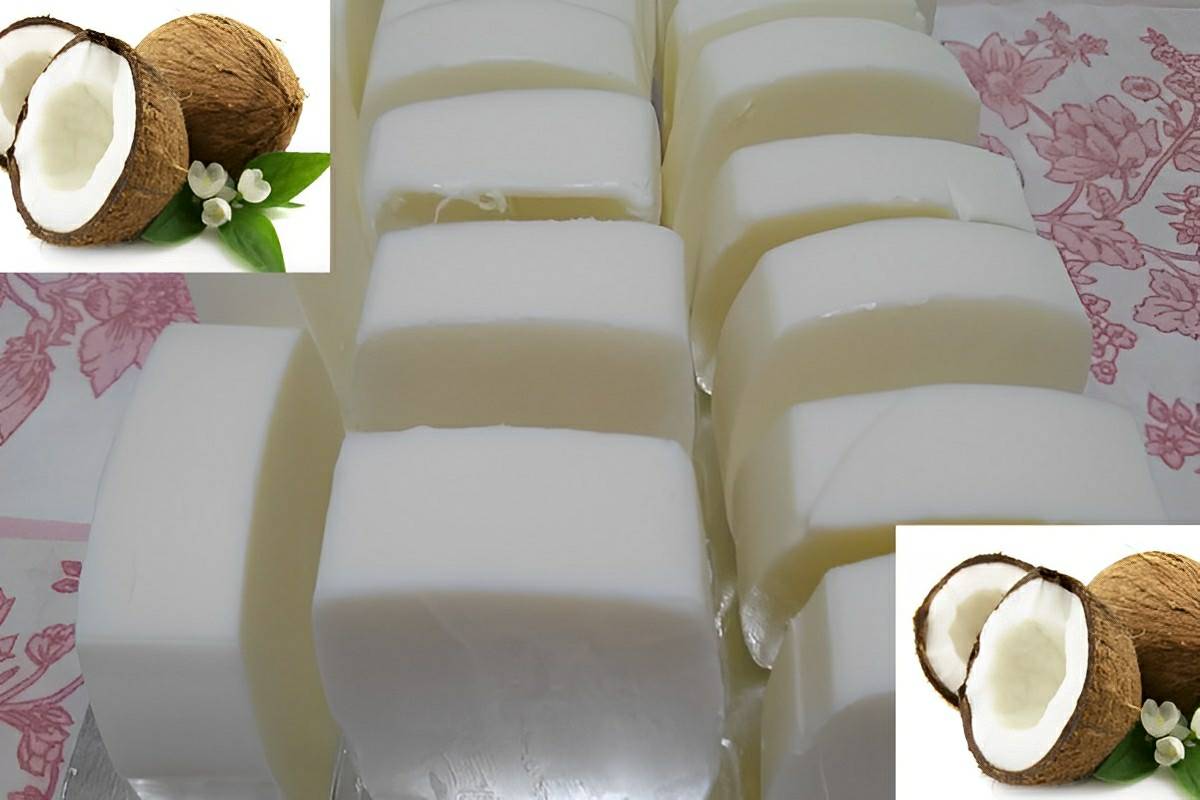 Sabão de coco em barra sem soda e sem óleo só com ingredientes que você já tem em casa