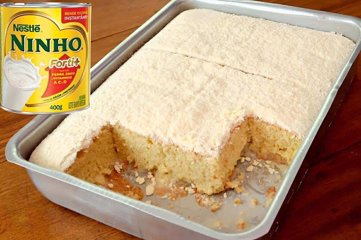 Bolo gelado de leite ninho molhadinho e delicioso o lanche perfeito para o fim de semana
