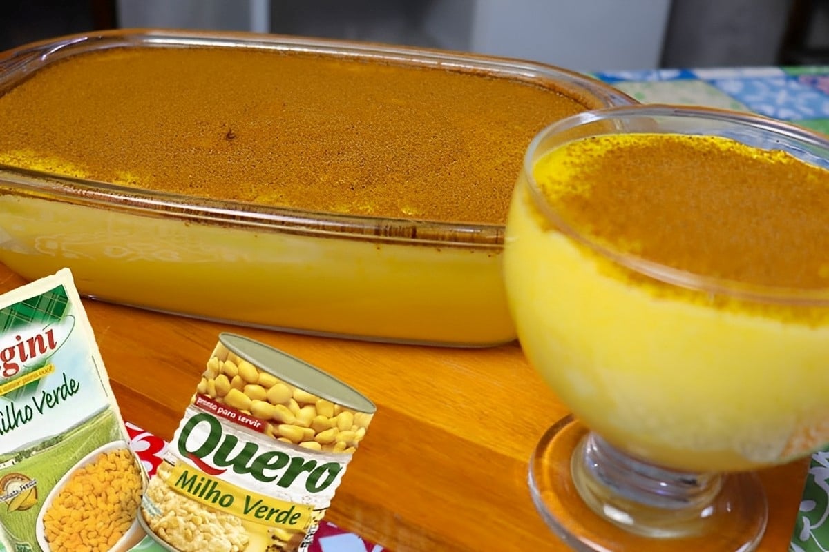 Curau de milho de latinha delicioso cremoso e muito fácil de preparar