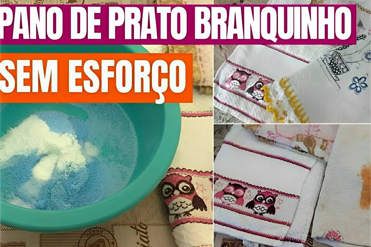 Misturinha para branquear panos de prato que funciona feita com apenas 3 ingredientes