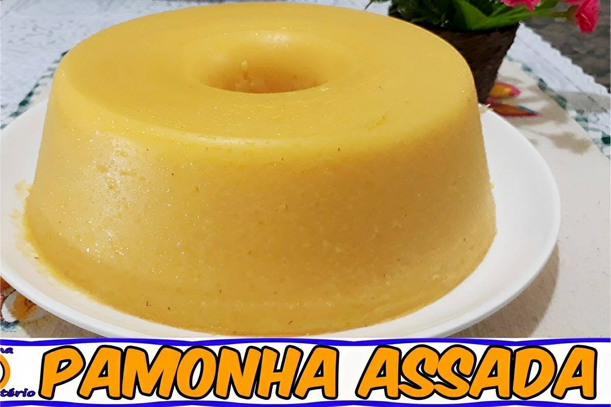 Pamonha gigante assada no forno basta bater os ingredientes no liquidificador e levar para assar