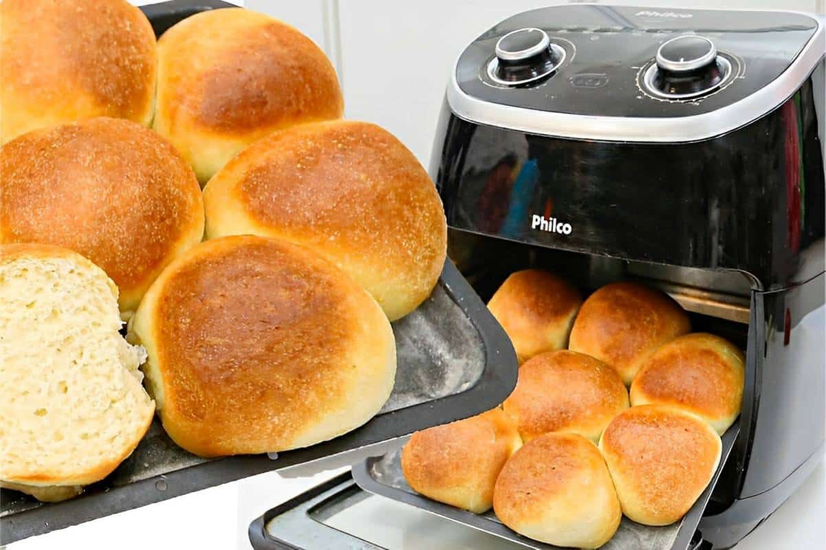 Pão caseiro na AirFryer que fica pronto em 15 minutos para ter pão fresquinho em casa toda hora