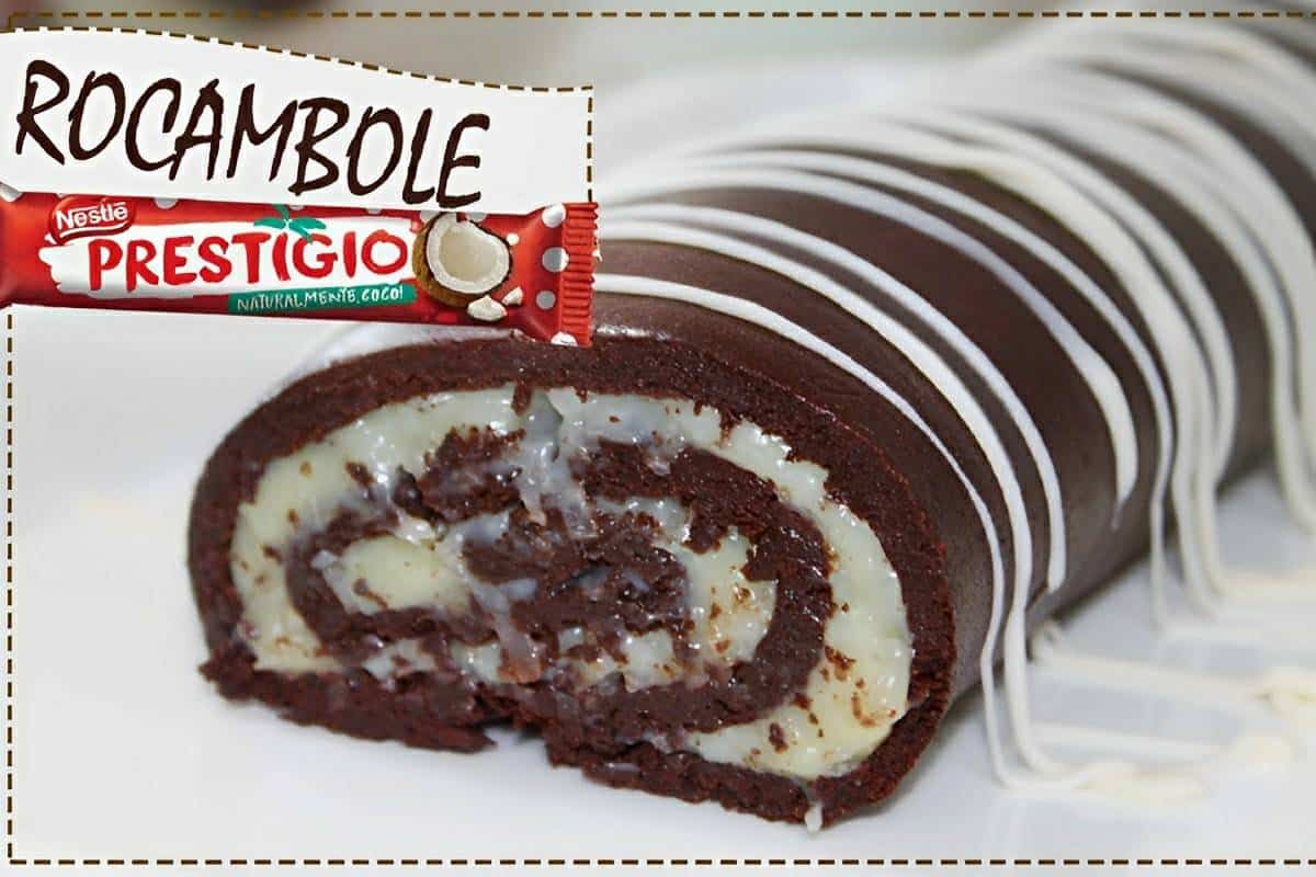 Rocambole de prestígio que não vai ao forno é só misturar os ingredientes da massa e rechear