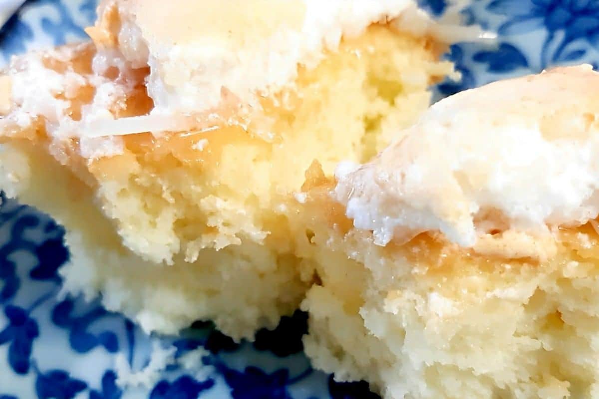 Bolo dos deuses um bolo de coco leve e saboroso com cobertura de merengue e coco ralado
