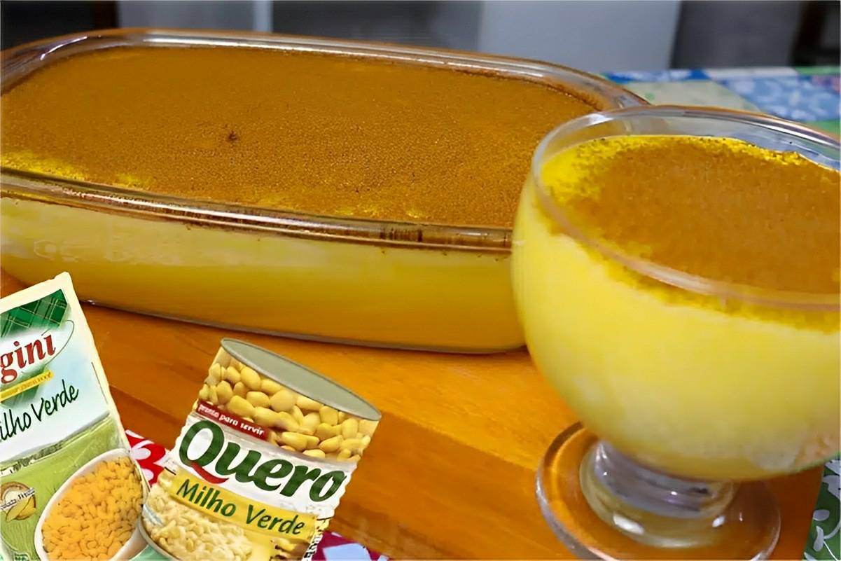 Curau de milho de latinha cremoso saboroso e muito fácil de fazer