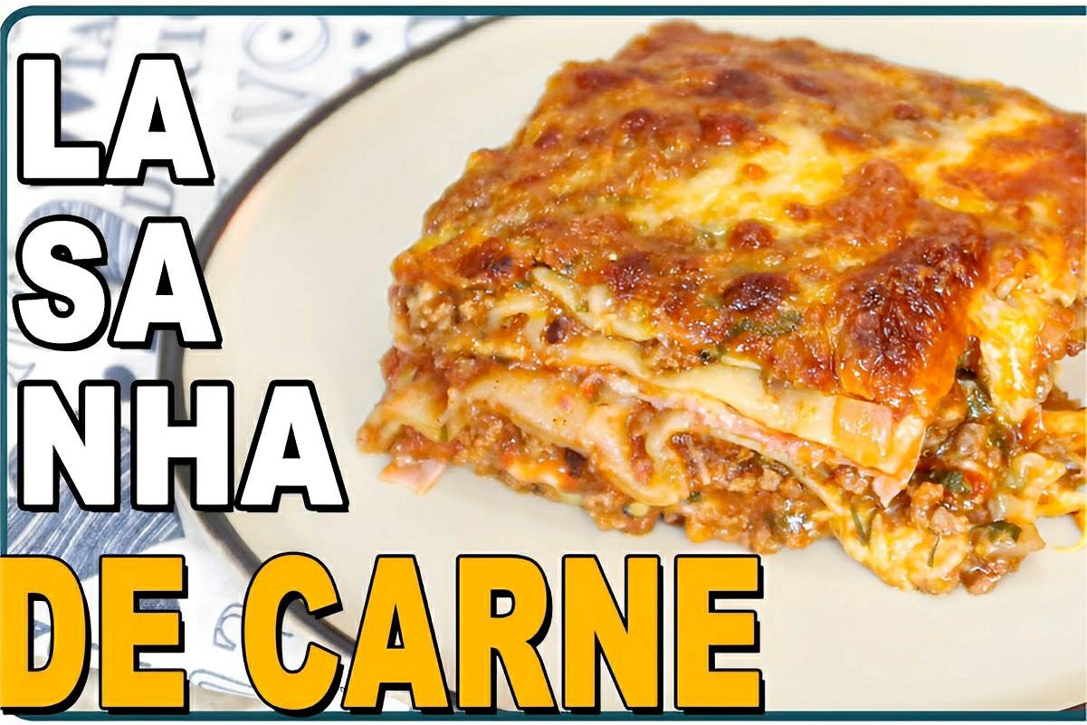 Lasanha de carne moída com presunto e queijo fácil de fazer e perfeita para o almoço em família