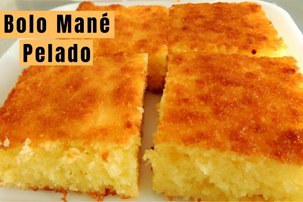 Bolo mané pelado um bolo de mandioca delicioso molhadinho e fácil de fazer para o lanche