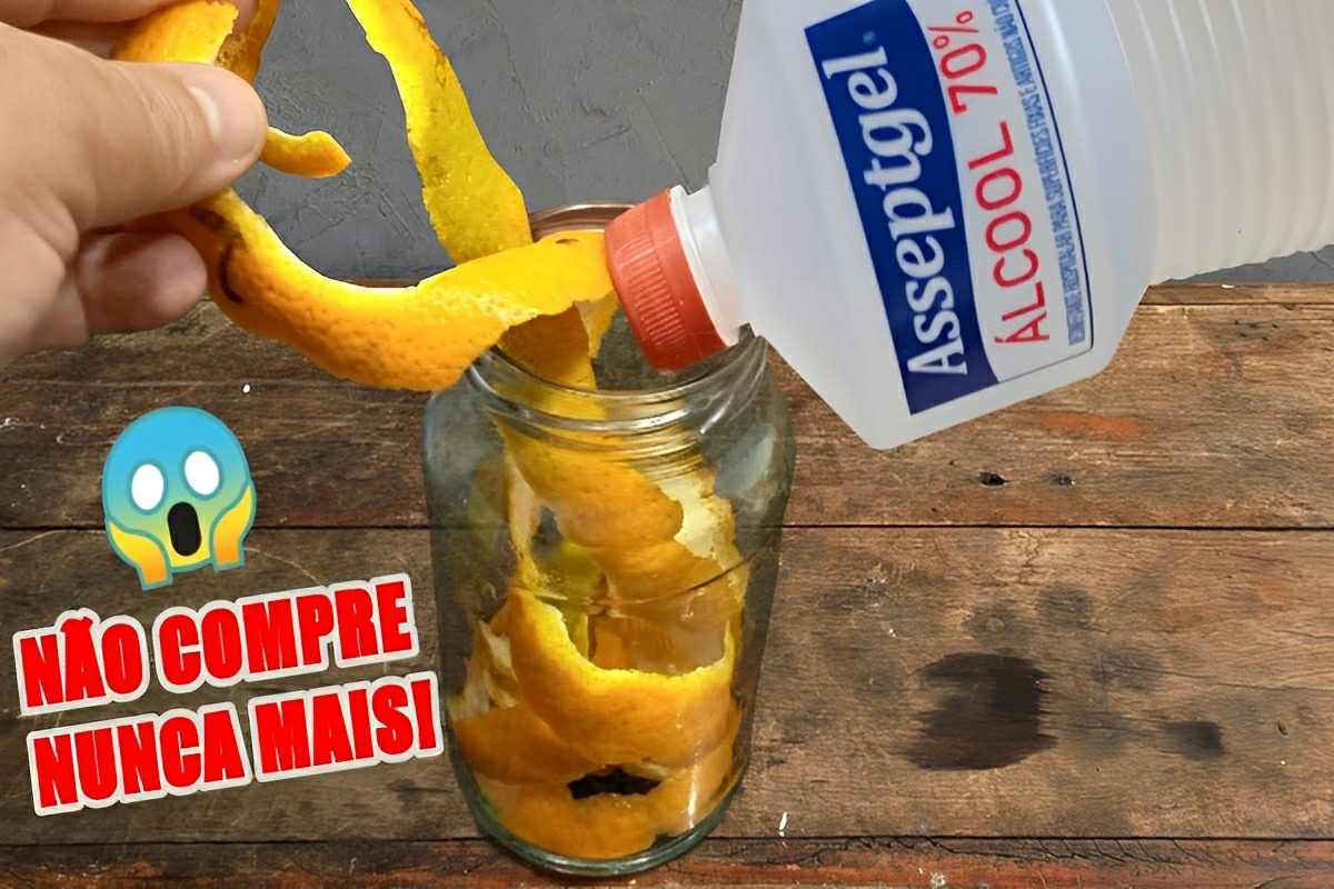 Misturei álcool com casca de laranja e fiz um limpador multiuso super cheiroso e eficiente