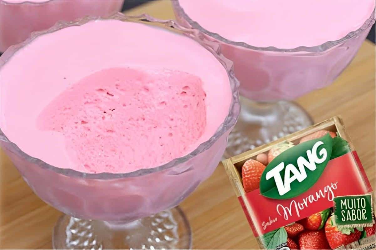 Mousse com Tang de 3 ingredientes uma sobremesa rápida fácil e deliciosa