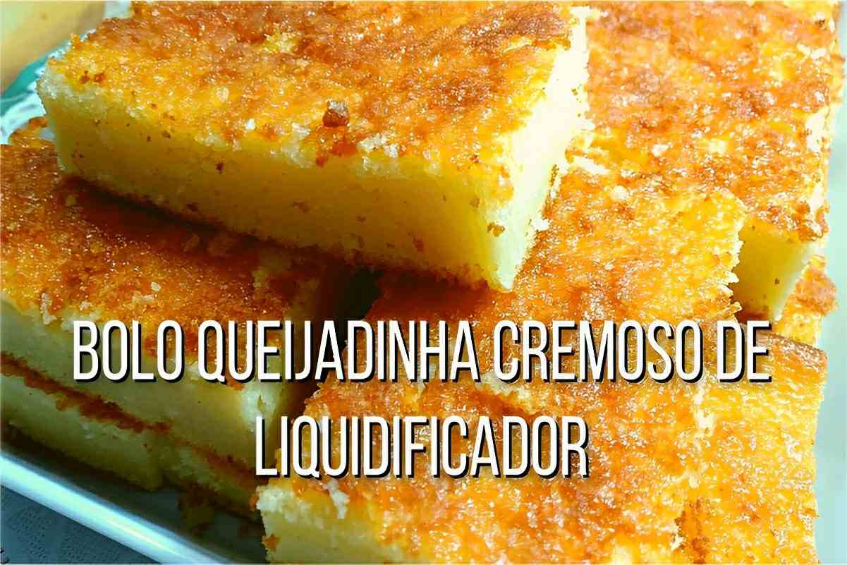 Bolo queijadinha cremoso e molhadinho é só bater os ingredientes no liquidificador e levar ao forno