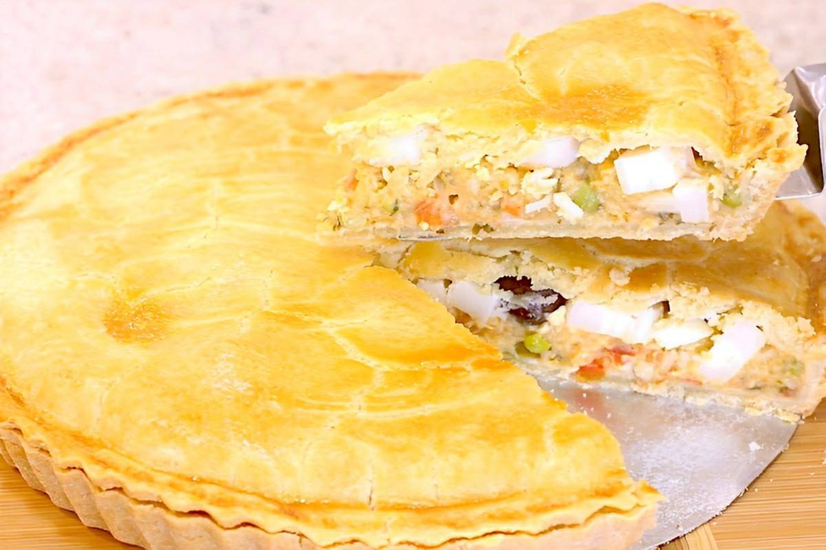 Empadão de palmito econômico fiz todo esse empadão com apenas 1 vidro de palmito