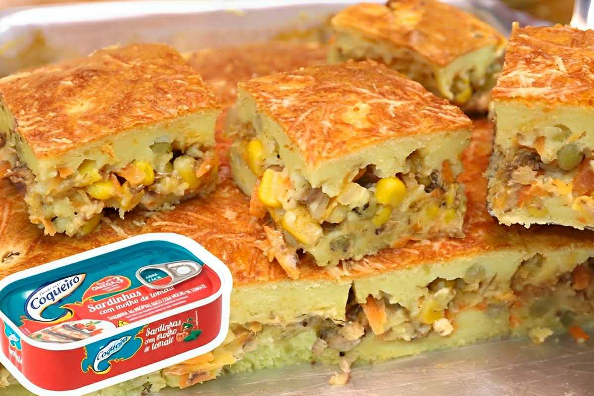 Torta de sardinha simples e muito prática para o lanche