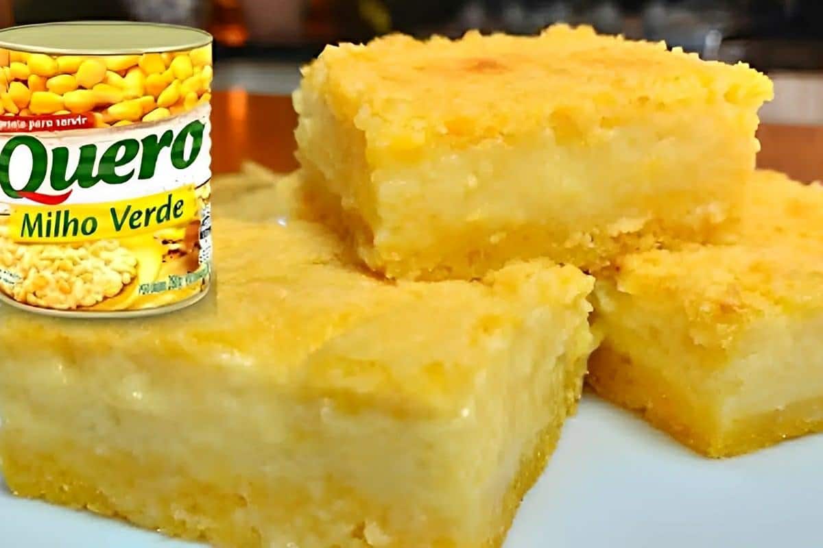 Bolo de milho cremoso com milho em lata muito fácil de fazer e delicioso