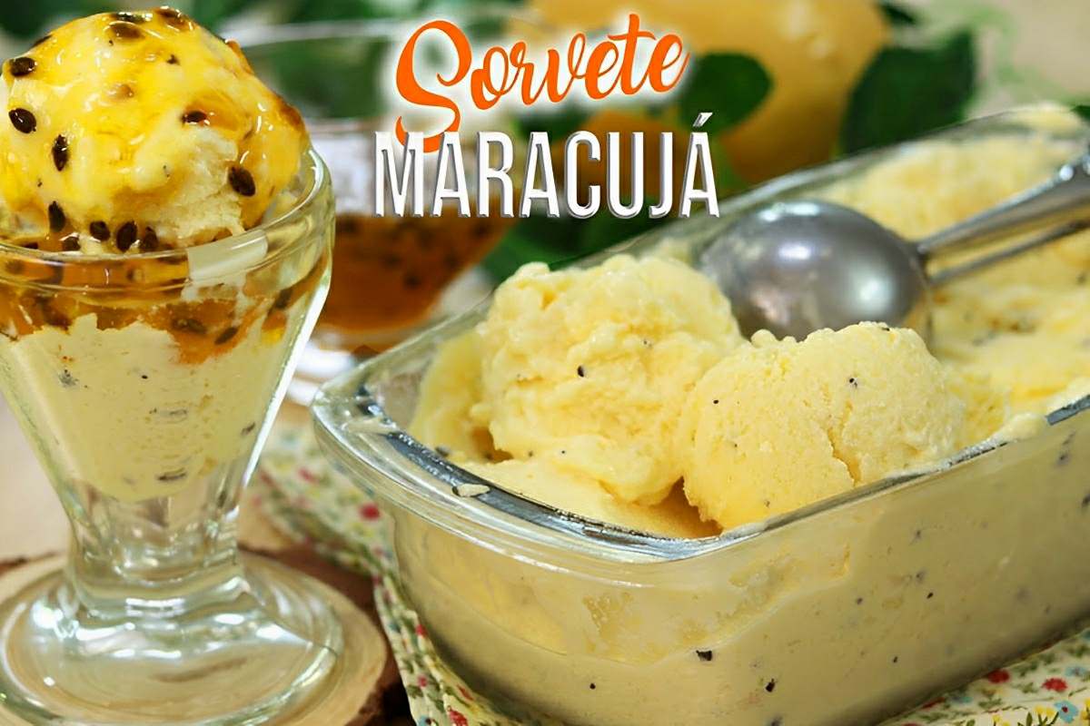 Sorvete cremoso de maracujá feito com gelatina super simples e delicioso