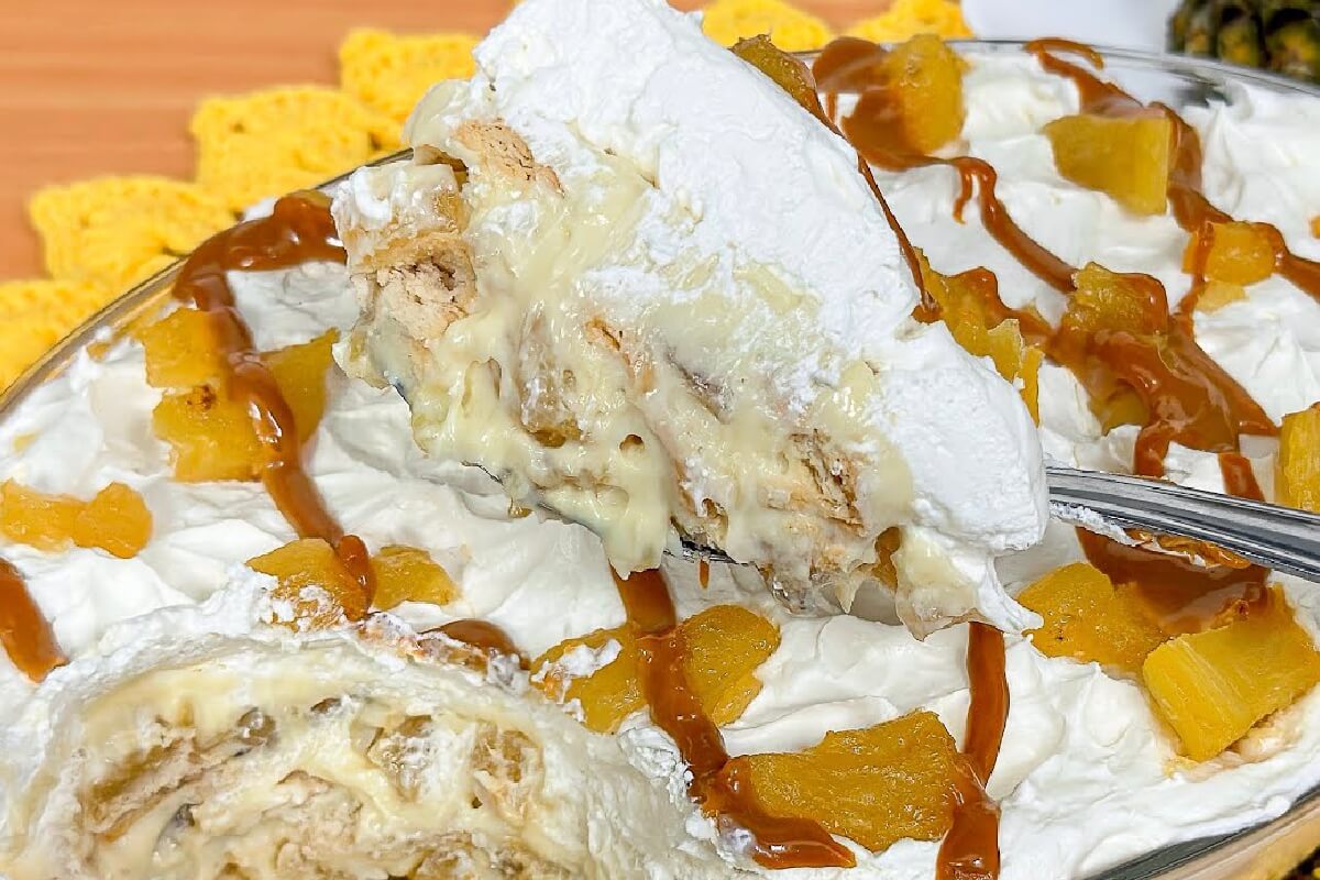 Sobremesa de abacaxi com bolacha maisena que vai ficar perfeita na sua mesa de natal