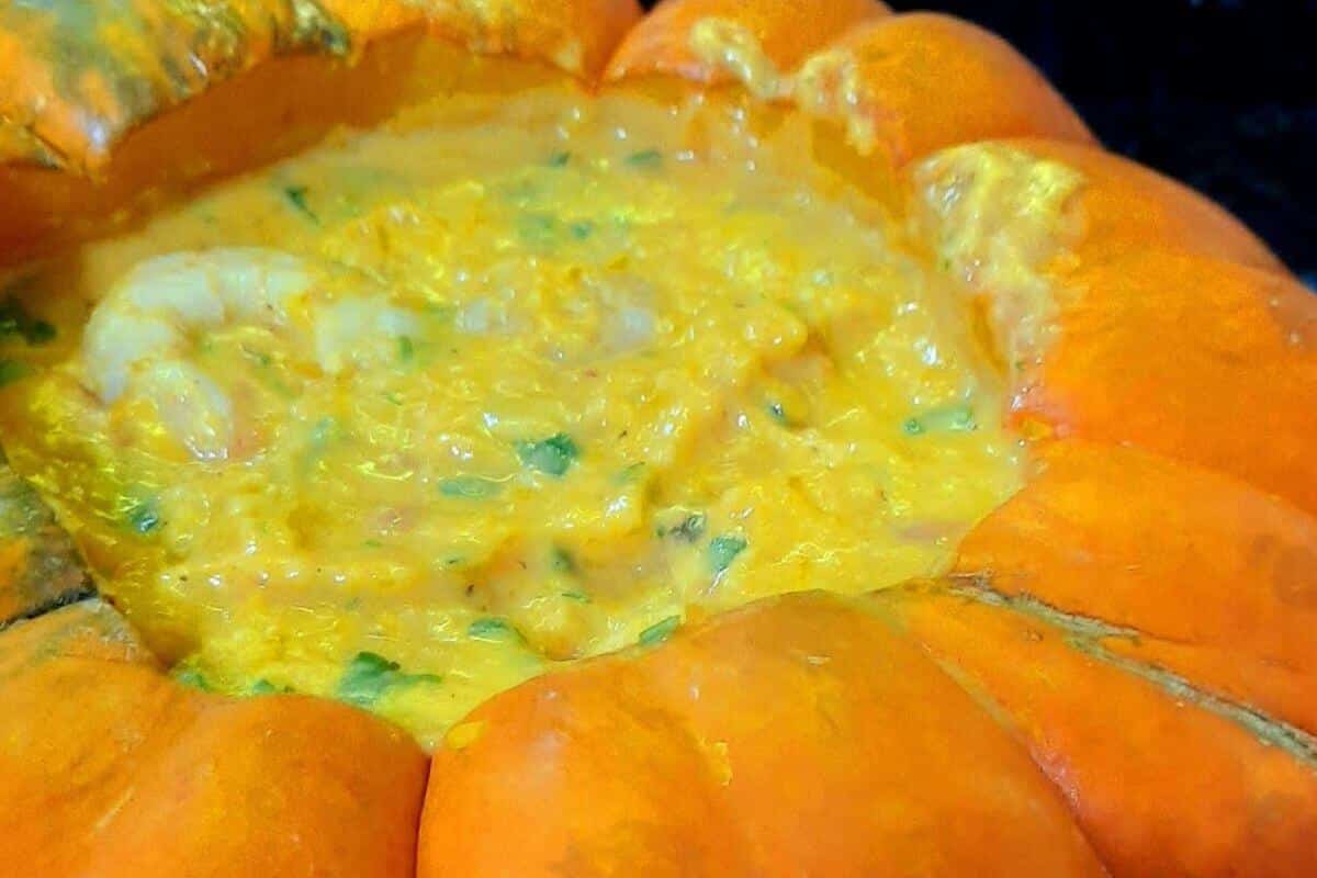 Camarão na moranga uma receita linda e muito gostosa para sua ceia de Natal
