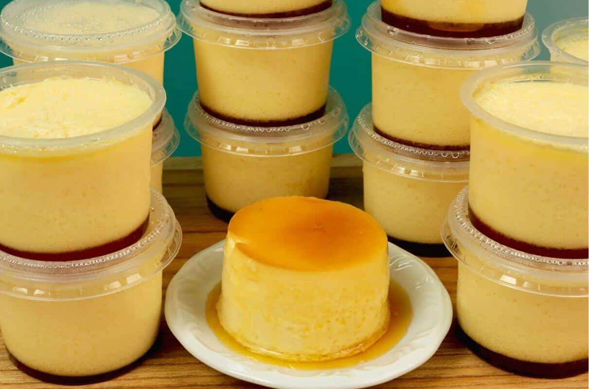 Pudim de coco no pote uma receita que rende bastante e fica uma maravilha