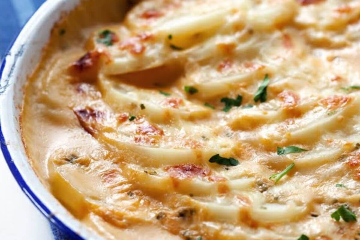 Essa batata gratinada é fácil de fazer e leva ingredientes bem simples