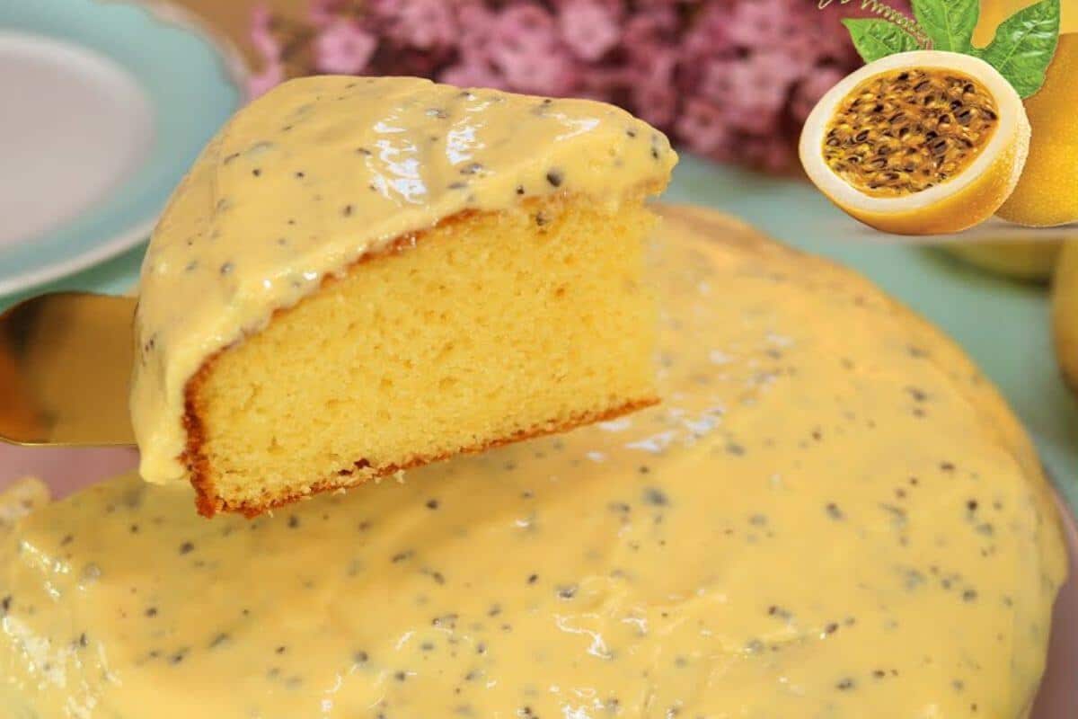 Bolo de maracujá caseirinho para dar um sabor diferente no seu café da manhã ou lanche da tarde
